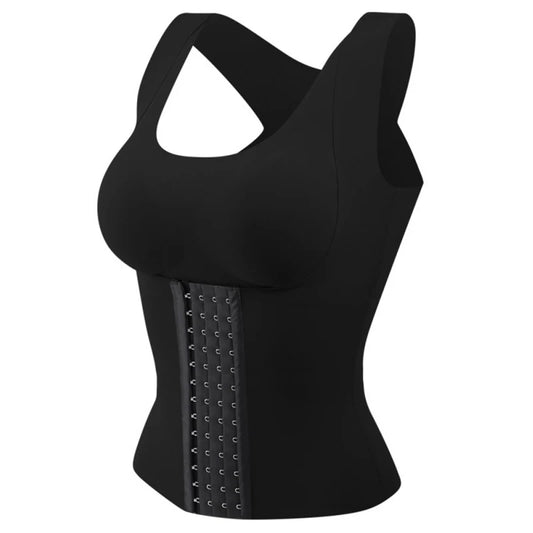 Snatched Waist Trainer Corset Tank Top -Black 13 Rows